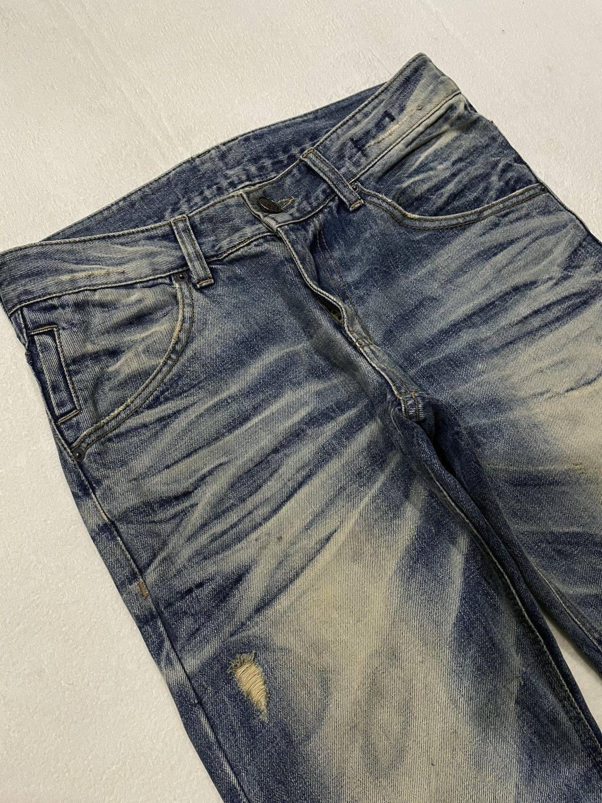 Japanese Brand Vintage Improves Boot Cut Distress Mudwash Denim Jeans Size US 31 - 6 Thumbnail
