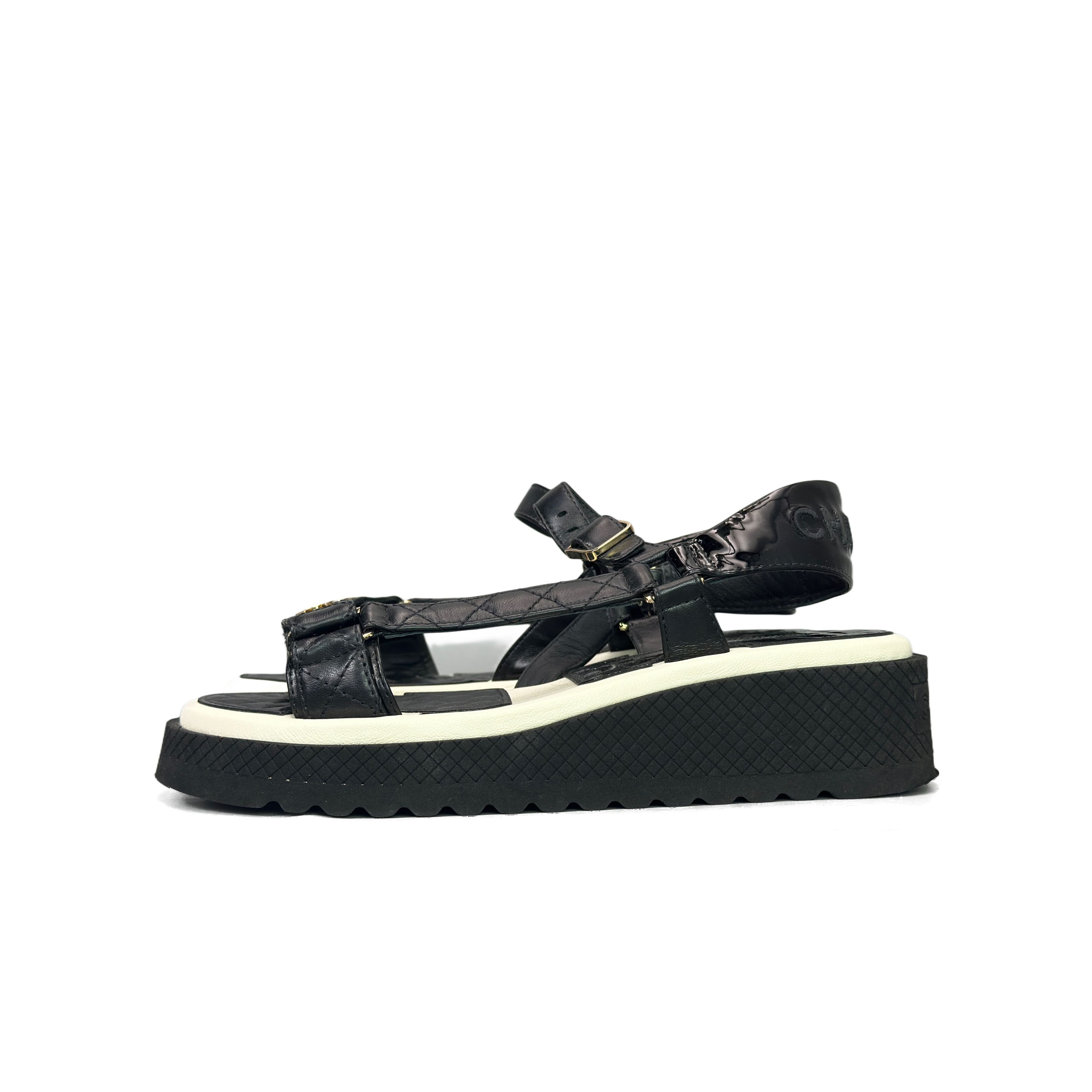Chanel Chanel Quilted Logo Platform Sandals Size 38 Size US 8 / IT 38 - 1 Thumbnail