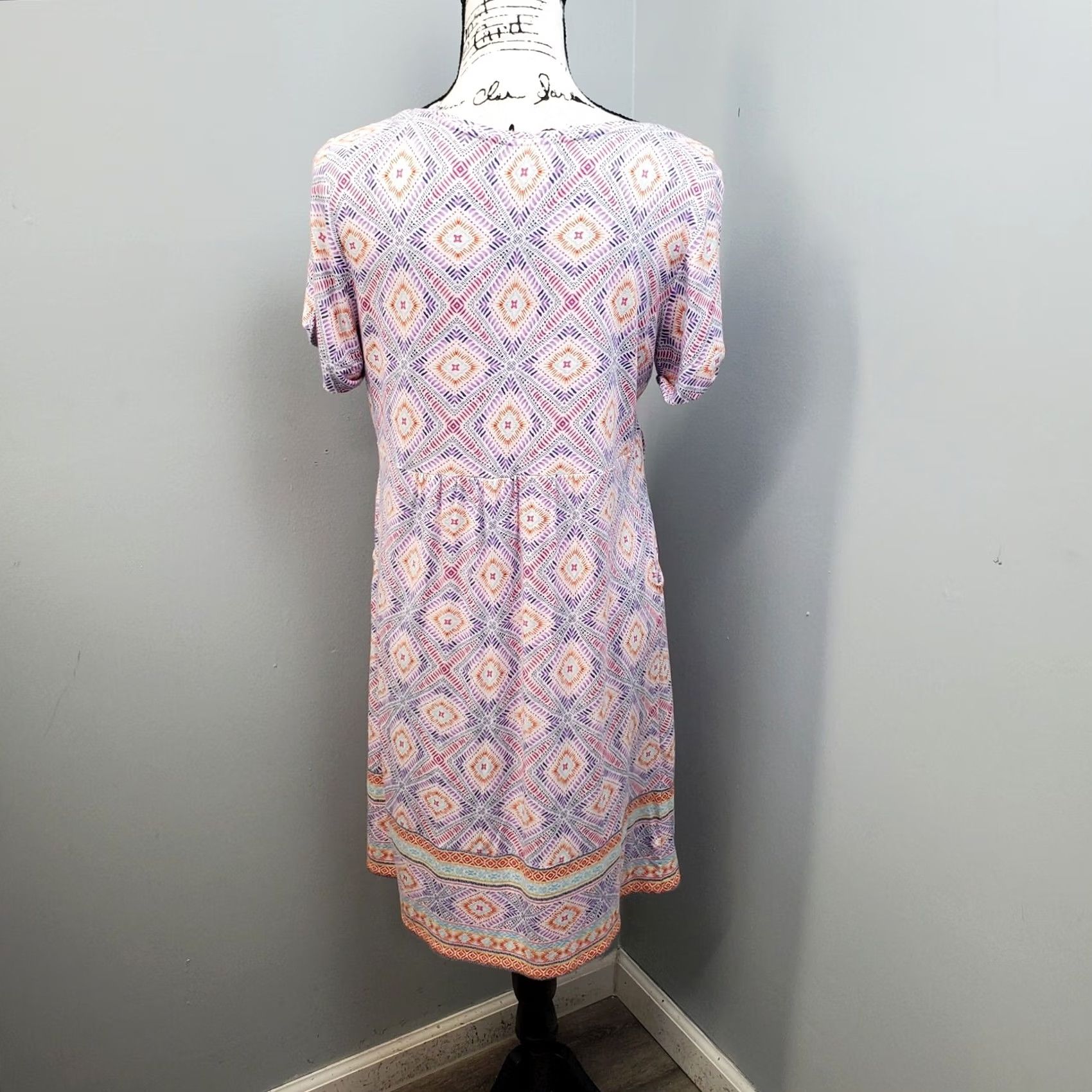 J. Jill J. Jill Shift Dress Womens Petite S Multi Geometric Pouch Pockets Pleated Waist Size S / US 4 / IT 40 - 2 Thumbnail