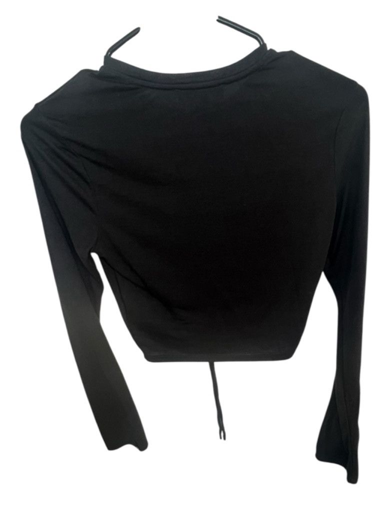 True Religion True Religion Black Long Sleeve Ruched Lightweight Crop Top Size S / US 4 / IT 40 - 4 Thumbnail