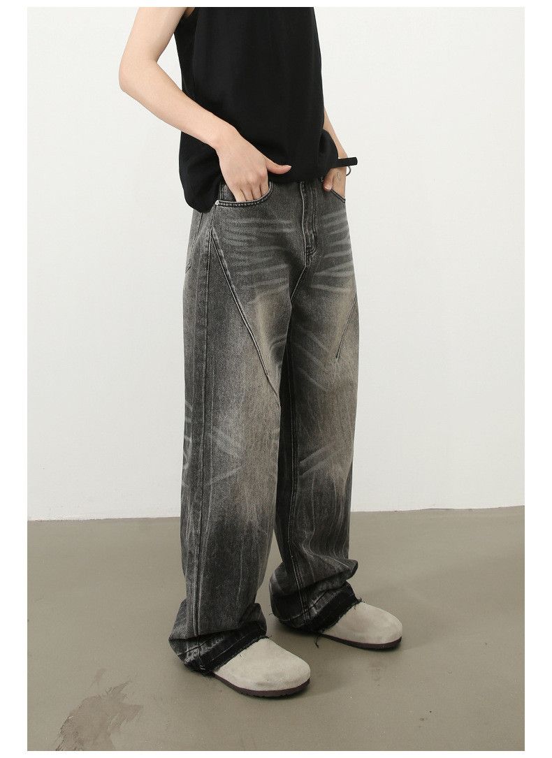 Japanese Brand × Jean Men's whisker straight raw edge washed distressed jeans Size US 32 / EU 48 - 4 Thumbnail