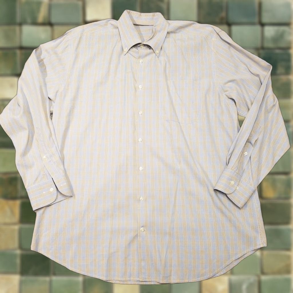 Peter Millar VINTAGE Peter Millar Button-Down Shirt Men L Blue Brown Microcheck Dress Casual FLAW Size US L / EU 52-54 / 3 - 1 Thumbnail