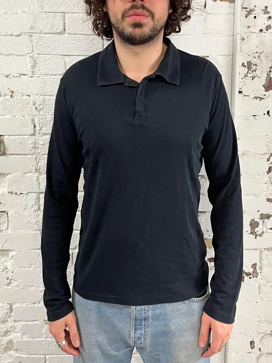 Prada Prada Black Cotton Red Linea Rossa Tape Longsleeve Polo Size US M / EU 48-50 / 2 - 2 Thumbnail