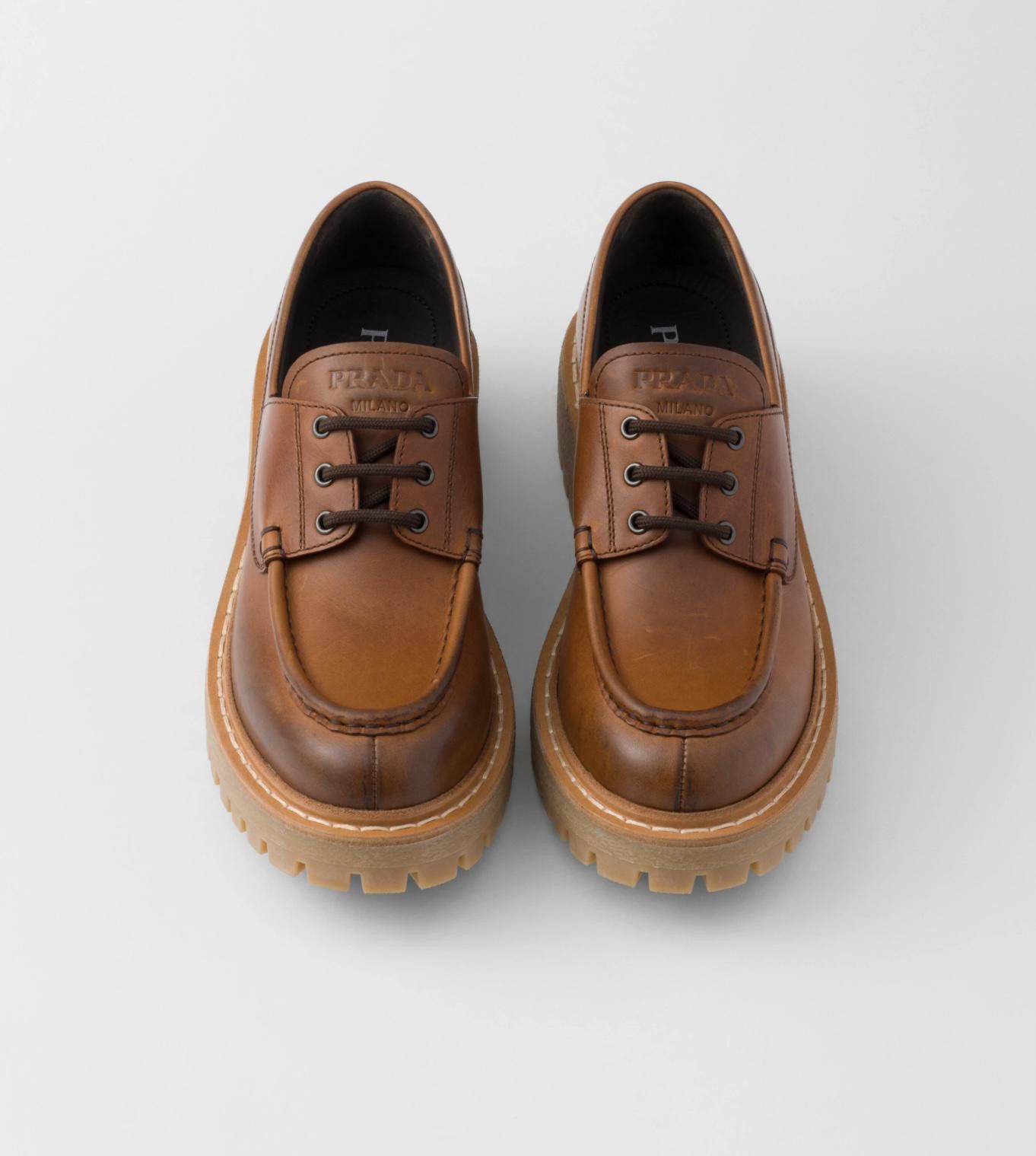Prada PRADA LACED LEATHER LOAFERS SIZE 38 Size ONE SIZE - 3 Thumbnail