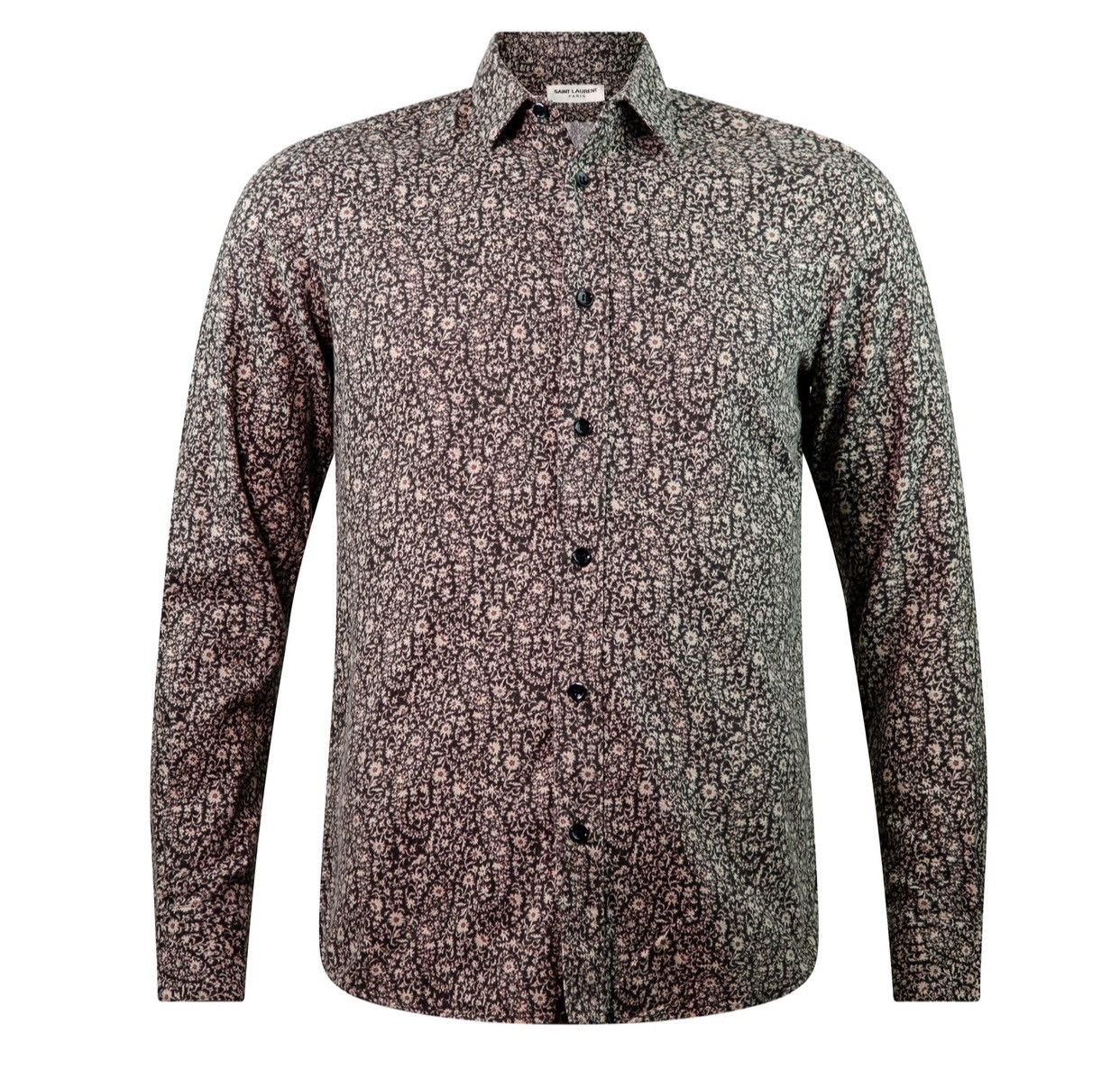 Image of Saint Laurent By Hedi Slimane 2014 Floral Shirt in Brown, Men's (Size Small)