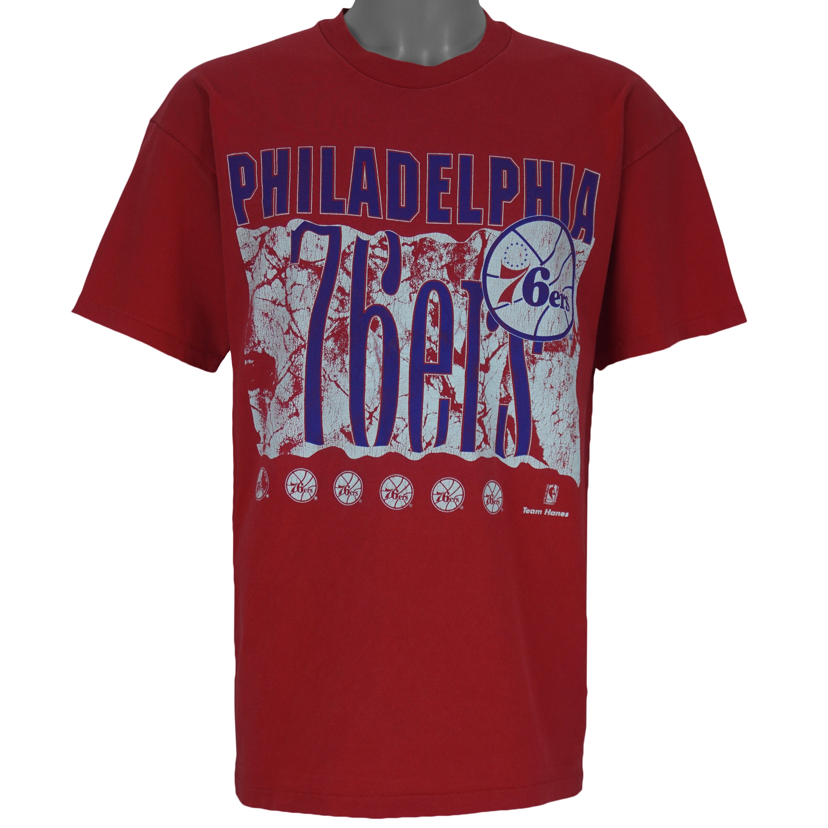 Hanes NBA - Philadelphia 76ers Single Stitch T-Shirt 1990s Size US L / EU 52-54 / 3 - 1 Thumbnail