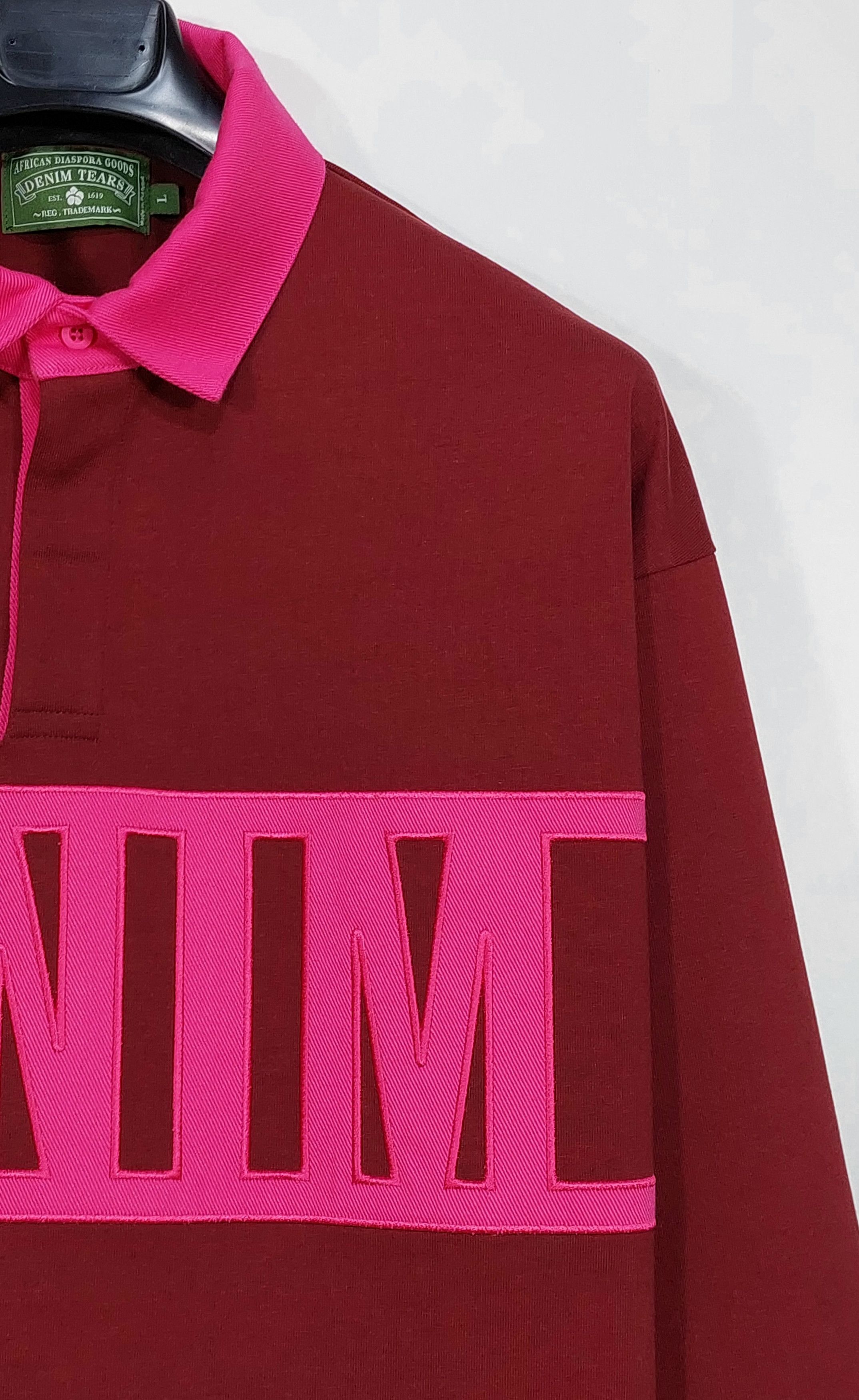 DENIM TEARS down by the tears LS rugby polo shirt - red/pink L Size US L / EU 52-54 / 3 - 4 Thumbnail