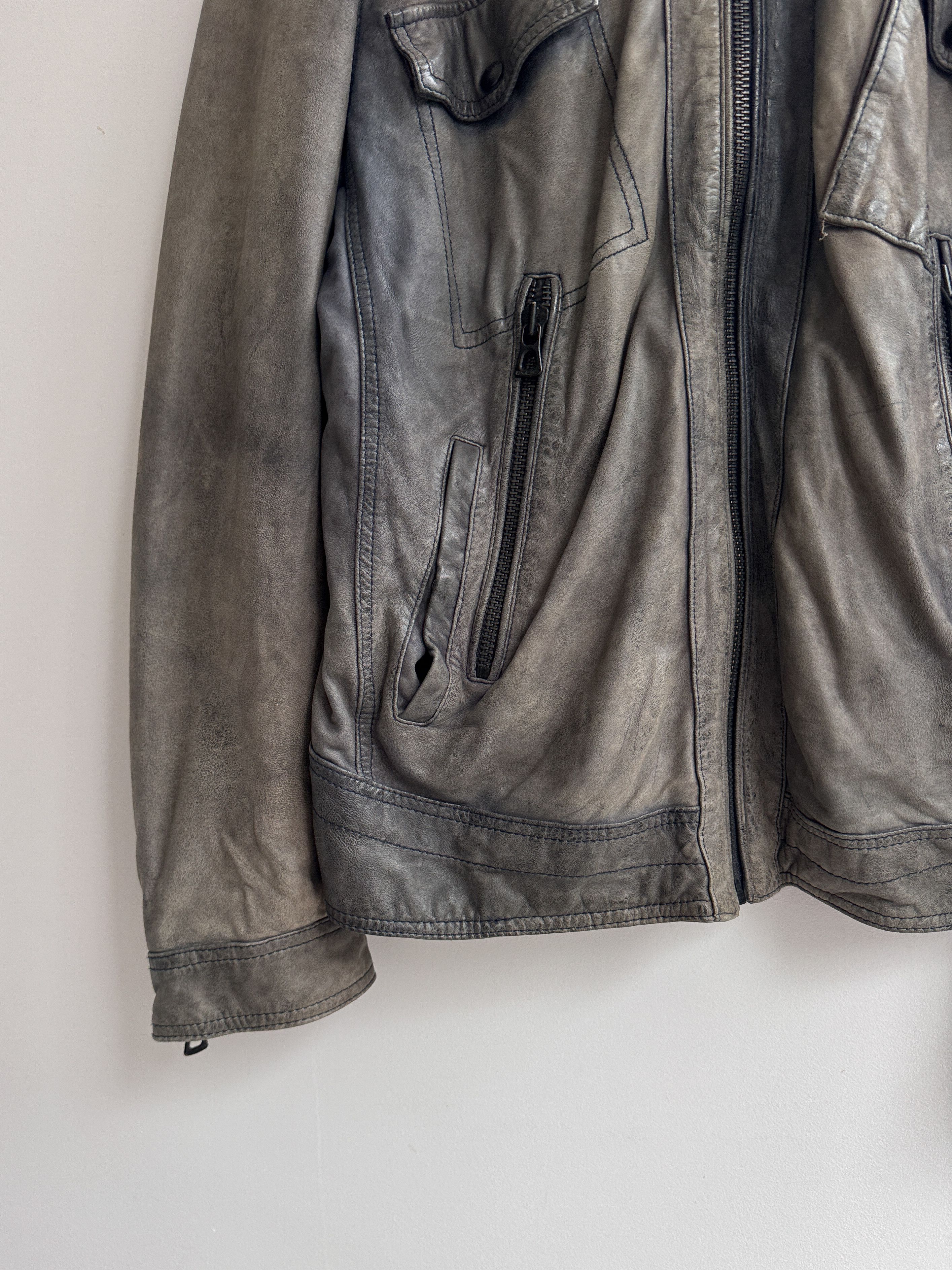 Hugo Boss Hugo Boss Gray Leather Jacket Size US L / EU 52-54 / 3 - 6 Thumbnail
