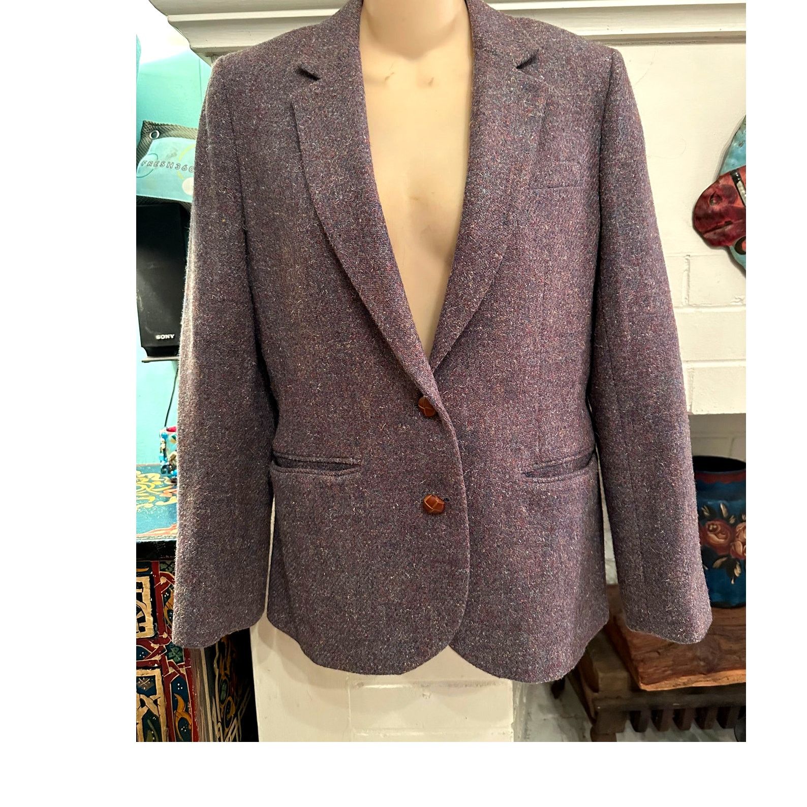 Other VINTAGE UNWORN SCOTTISH WOOL HARRIS TWEED BLAZER Size S / US 4 / IT 40 - 9 Thumbnail