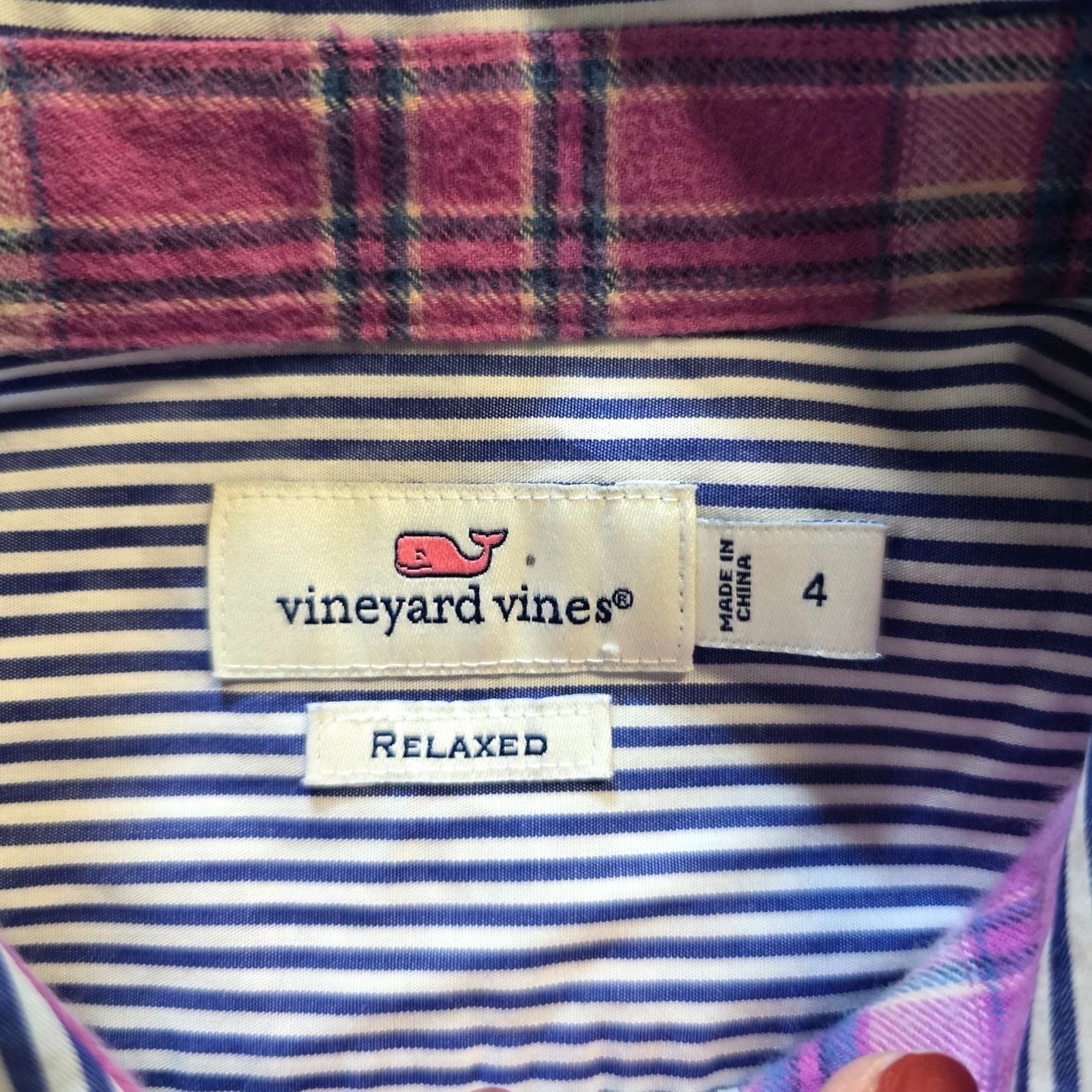 Vineyard Vines Vineyard Vines Top Womens Size 4 Blue Striped Plaid Button Preppy Casual Capsule Blouse Size S / US 4 / IT 40 - 4 Thumbnail