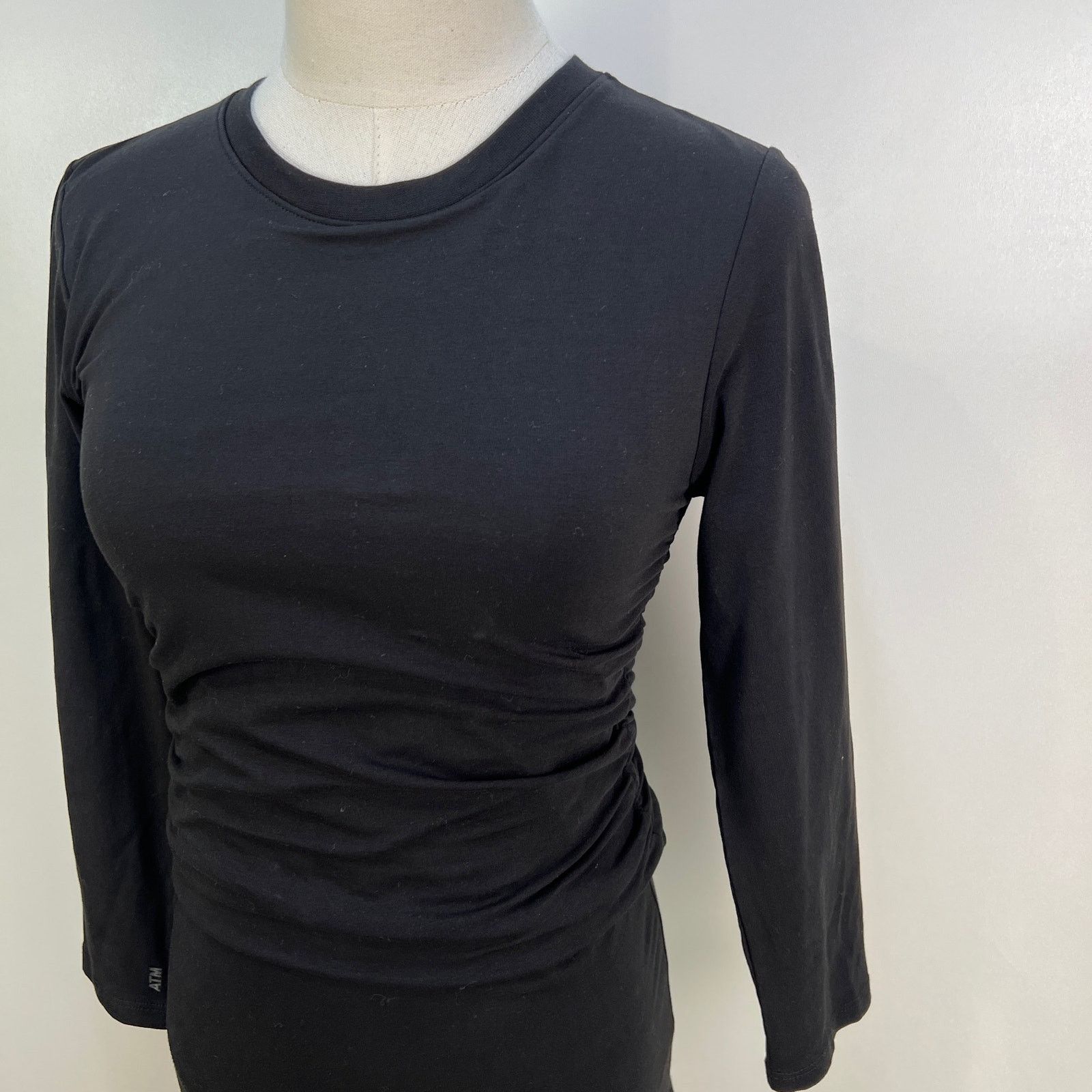 ATM Anthony Thomas Melillo ATM Ruched Pima Cotton Tee Dress Black Stretch Jersey Size M / US 6-8 / IT 42-44 - 3 Thumbnail