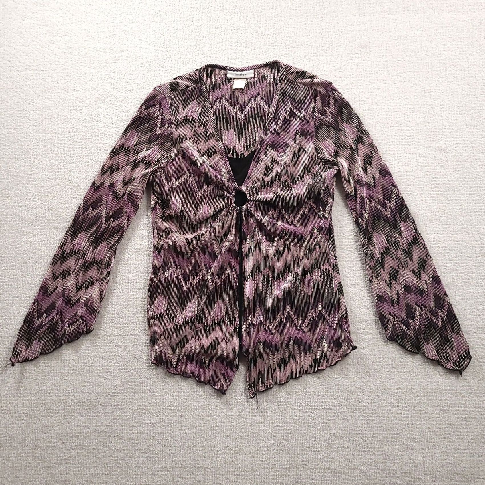 Vintage VINTAGE Dressbarn Blouse Womens Large Purple Black Geometric Keyhole Size L / US 10 / IT 46 - 2 Thumbnail