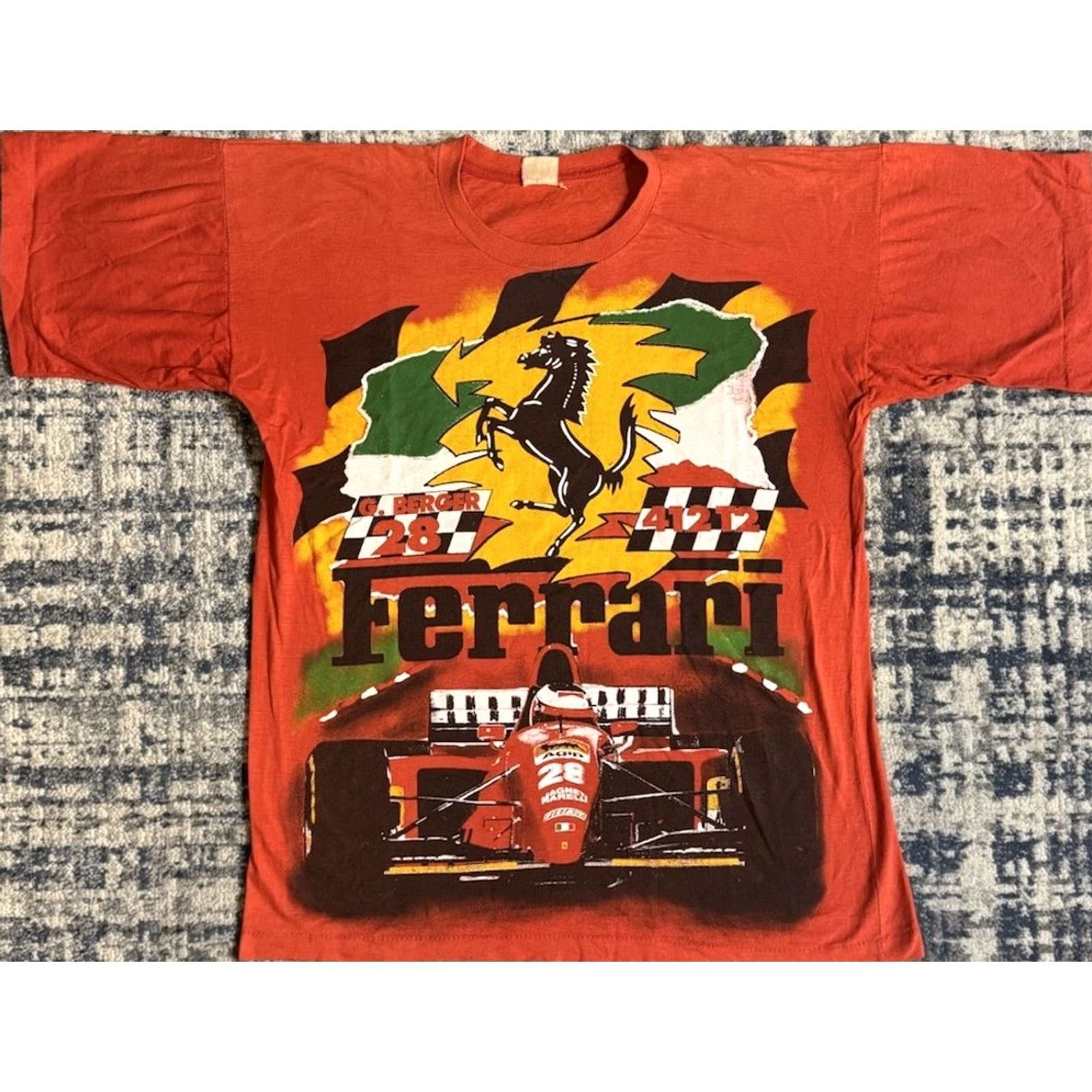 Ferrari VINTAGE 90s Gerhard Berger Ferrari F1 T Shirt Red Size L Mens Cotton Crew Neck Short Sleeve 1990s Cars Sports 90s Theme Size US L / EU 52-54 / 3 - 2 Thumbnail