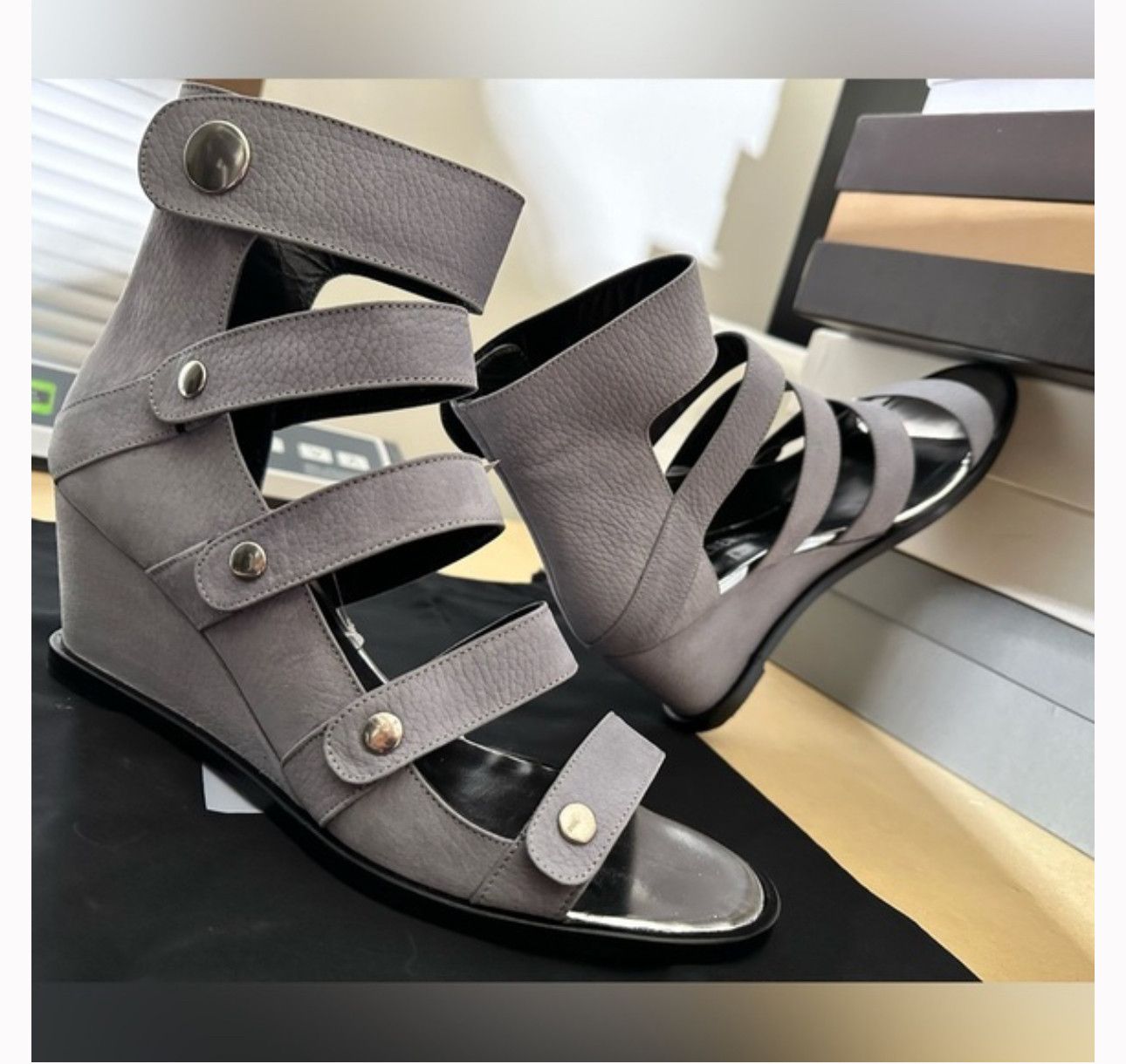 Opening Ceremony Rare Iris Blue Opening Ceremony Suede Wedge Sandal Size US 11 / IT 41 - 5 Thumbnail