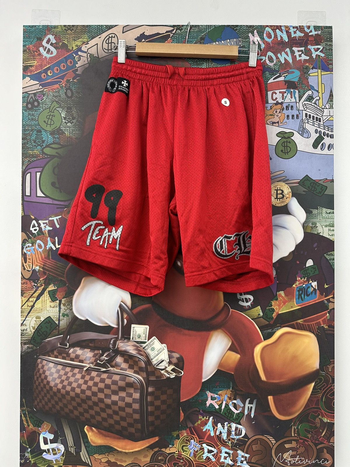 image of Chrome Hearts Matty Boy Form Shorts in Red, Men's (Size 29)