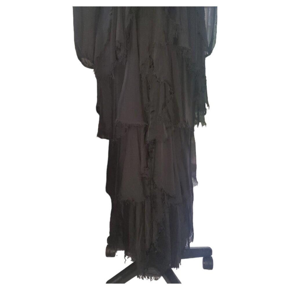 Designer CT1568 NT by Amati Black Layered Dress Sequined Neck Trim L Size L / US 10 / IT 46 - 5 Thumbnail