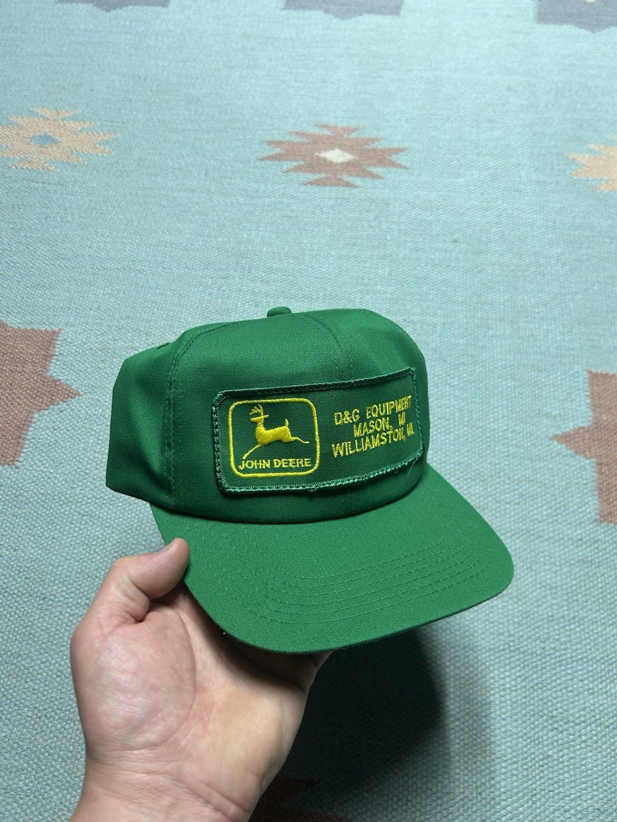 Vintage Vtg k products hat John Deere Michigan patch made USA farm Size ONE SIZE - 1 Thumbnail