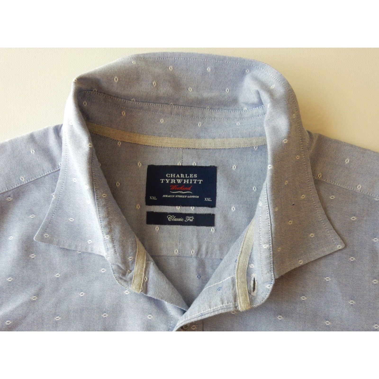 Charles Tyrwhitt Charles Tyrwhitt Button-Up Shirt Blue Long Sleeve 2XL Geometric Oxford Cloth Mens Shirt Size US XXL / EU 58 / 5 - 4 Thumbnail