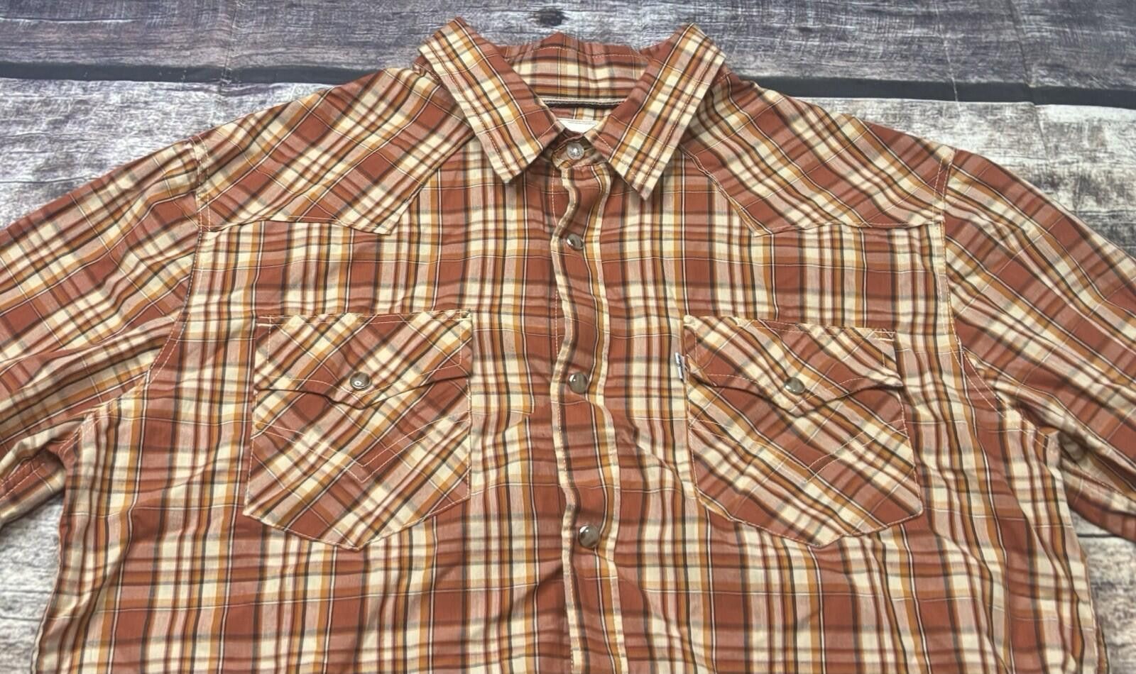 Levi's Levis Shirt Mens Medium Pearl Snap Button Check Plaid Size US M / EU 48-50 / 2 - 4 Thumbnail