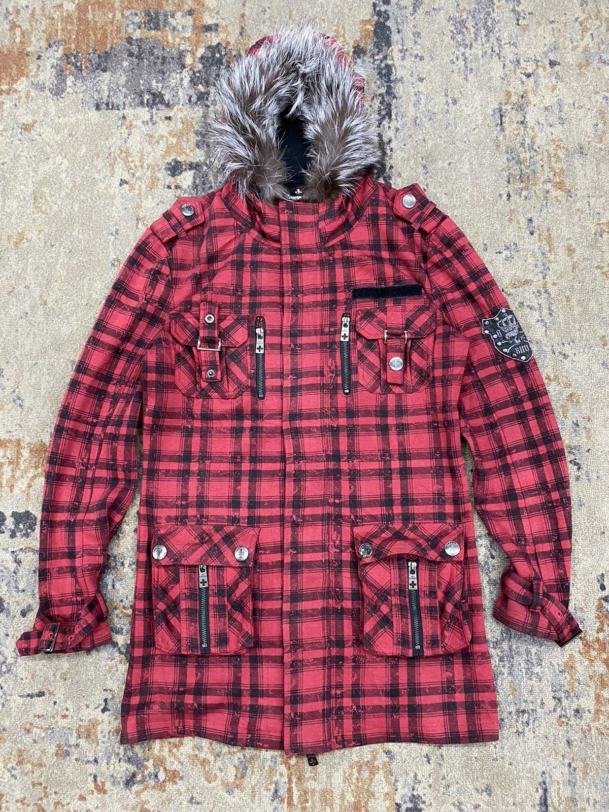 Hysteric Glamour × If Six Was Nine × Japanese Brand Red tartan Fur hoodie bernings sho japanese gothic vkei Size US L / EU 52-54 / 3 - 2 Thumbnail