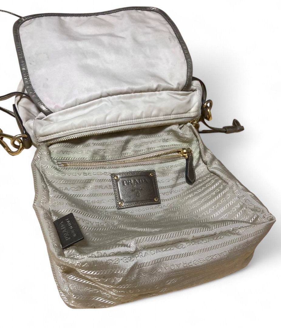 Prada Prada - Shoulder Bag Crossbody White Nylon Leather Gold Size ONE SIZE - 9 Thumbnail