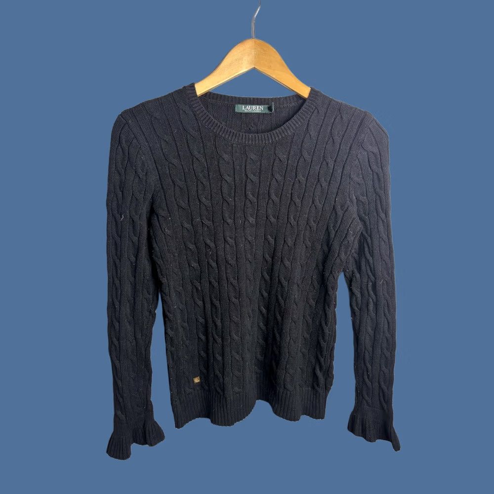 Ralph Lauren Lauren Ralph Lauren Sweater Womens Medium Black Cable Knit Crewneck Pullover Size M / US 6-8 / IT 42-44 - 1 Thumbnail