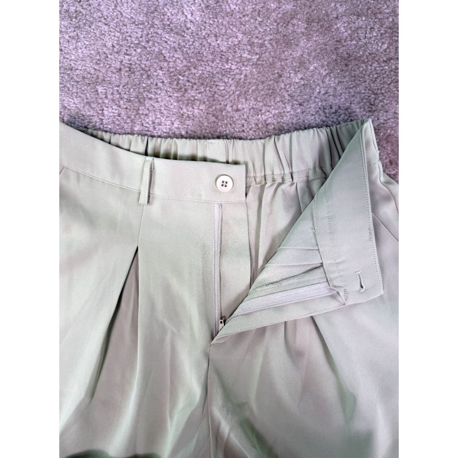 Vintage BTFBM Wide Leg Pants Green Size M Palazzo Smocked High Waist Pleated Size 32" / US 10 / IT 46 - 3 Thumbnail