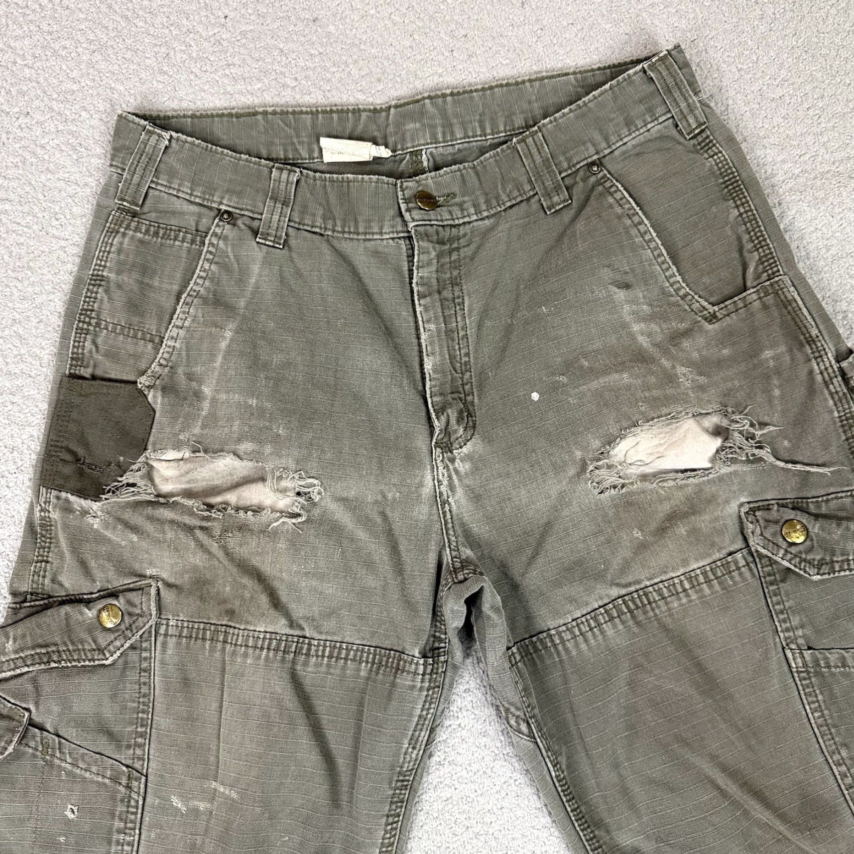 Carhartt Carhartt Pants Mens 34x34 Green Distressed Carpenter Work Wear Relaxed Size US 34 / EU 50 - 3 Thumbnail