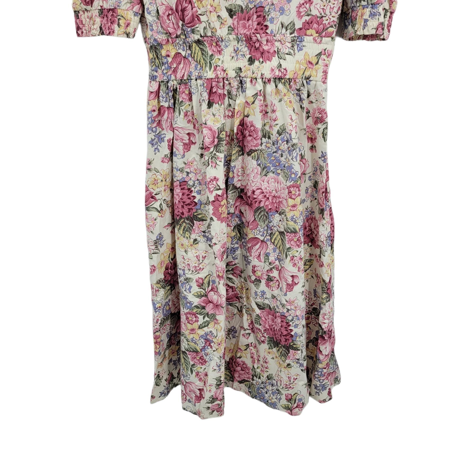 Vintage Vtg 80's Womens Dress L Cottage Core Mock Wrap Puff Sleeve F Size L / US 10 / IT 46 - 7 Thumbnail