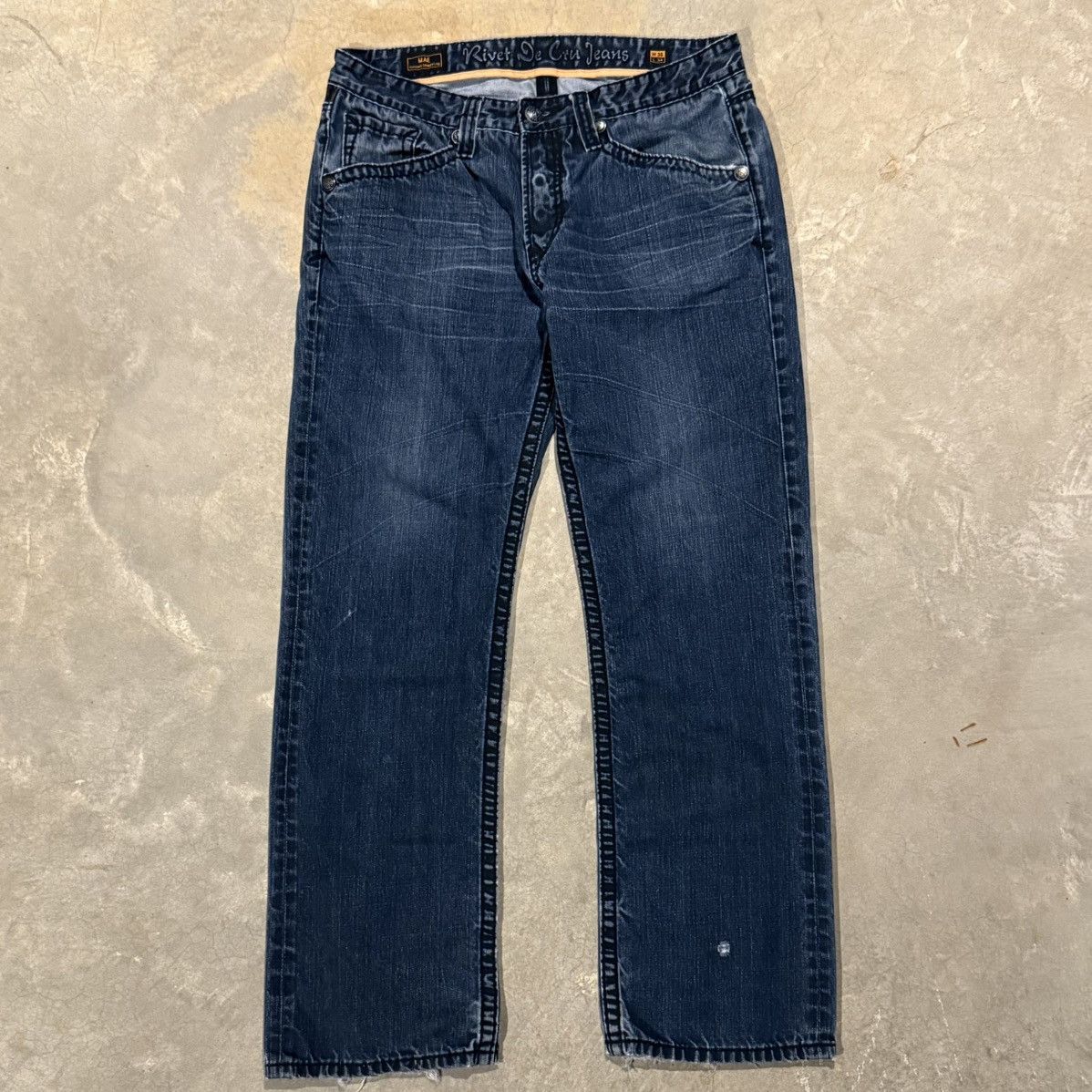 Vintage Vtg 2000s Faded Distressed Indigo Baggy Jeans ERD Grunge Y2K Size US 36 / EU 52 - 1 Thumbnail