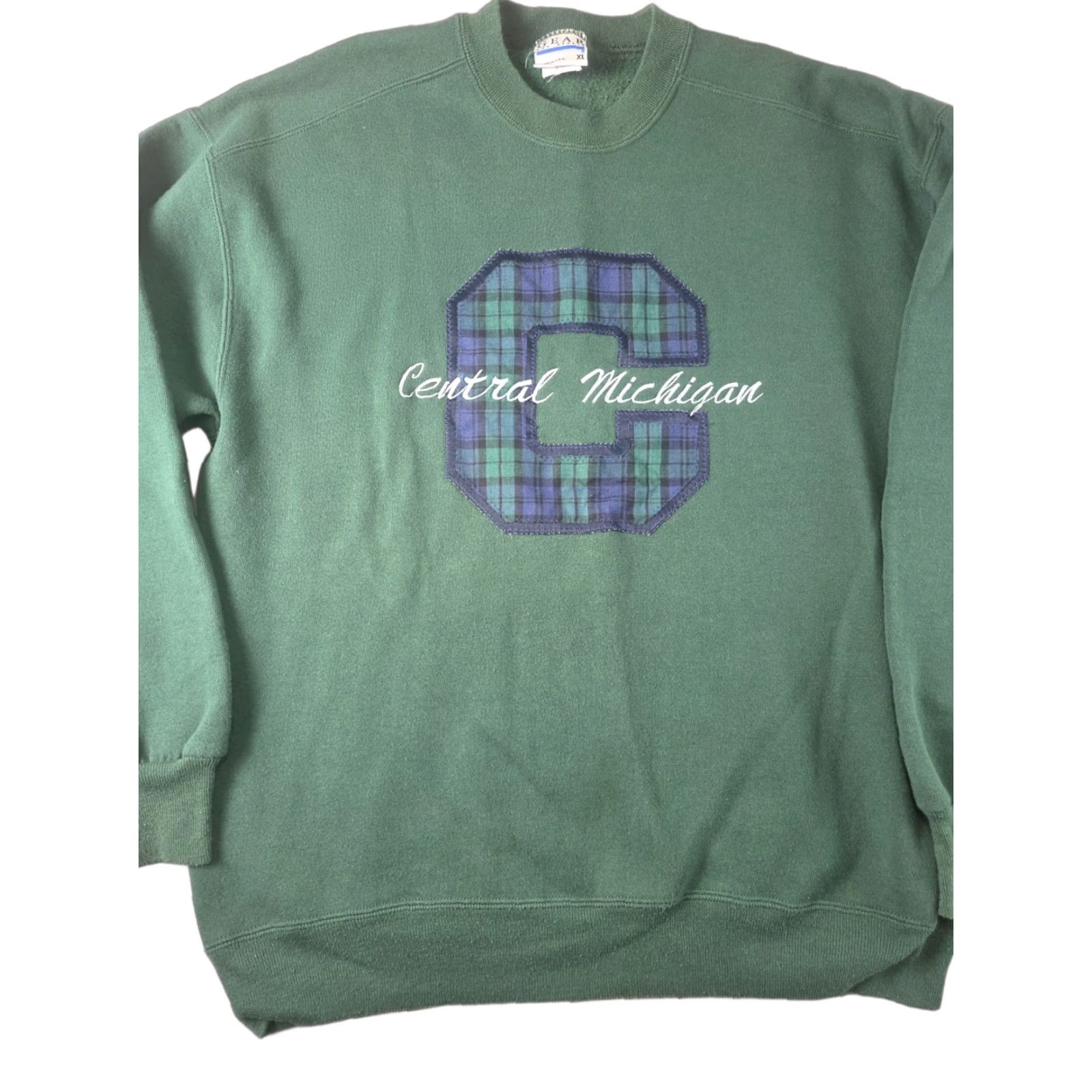 Vintage VINTAGE Gear Sweatshirt Unisex Adults XL Green Embroidered 90s Central Michigan Crew Neck Knit Heavyweight College University USA Size US XL / EU 56 / 4 - 1 Thumbnail