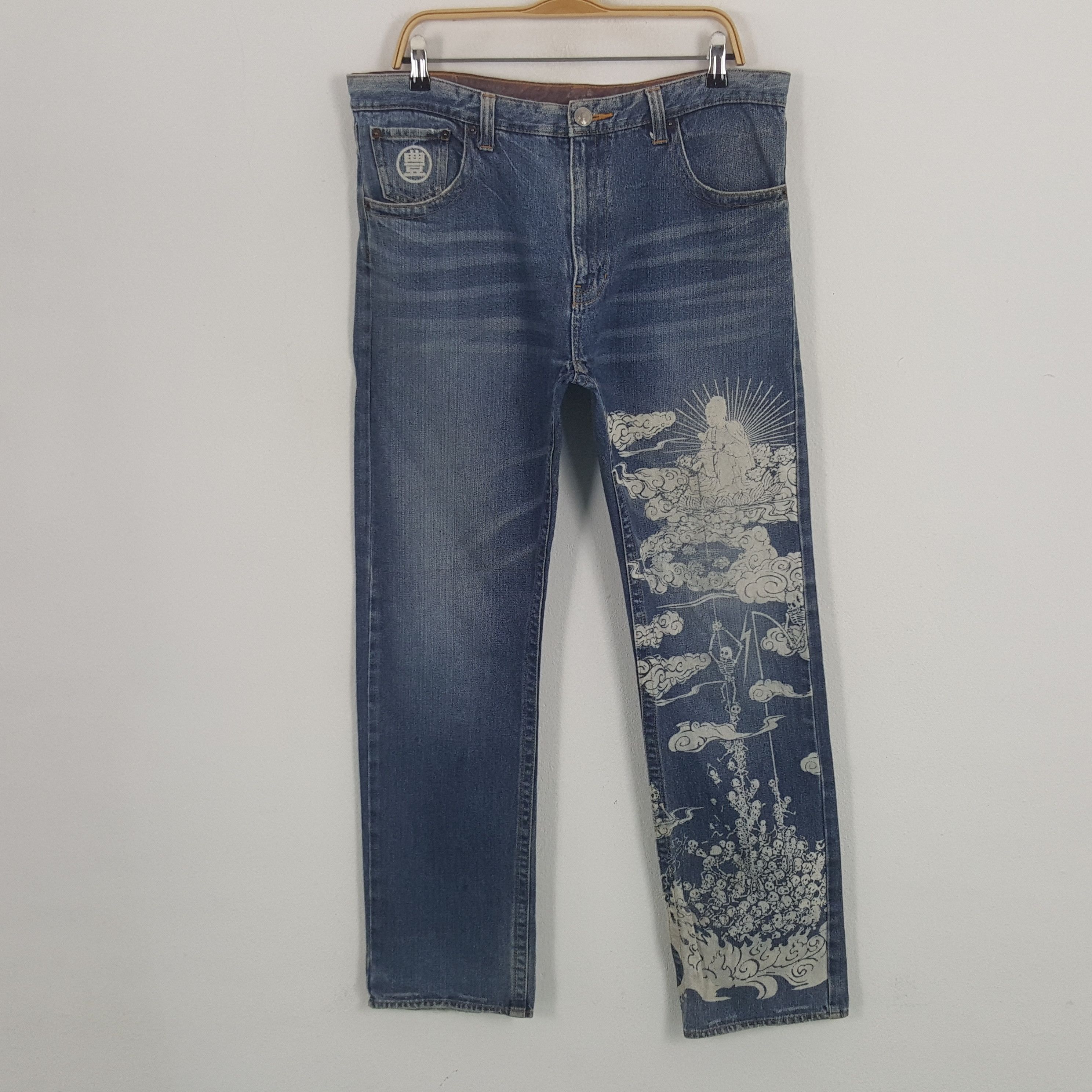 Japanese Brand × Vintage Vintage Skeleton Style Art Japan Skulls Denim Jeans Size US 36 / EU 52 - 1 Thumbnail