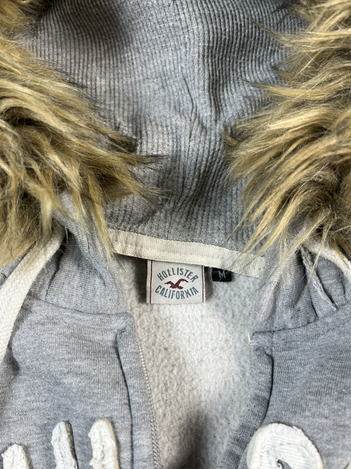 Hollister Hollister Fur Hood Zip Hoodie Y2K Women M Grey Size M / US 6-8 / IT 42-44 - 7 Thumbnail