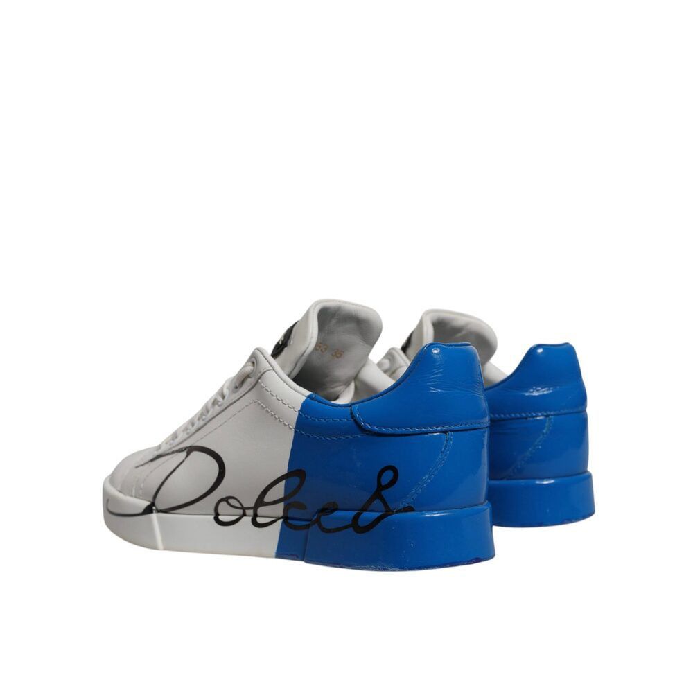 Dolce & Gabbana Dolce & Gabbana White Blue Logo Portofino Sneakers Shoes Size US 12 / IT 42 - 4 Thumbnail