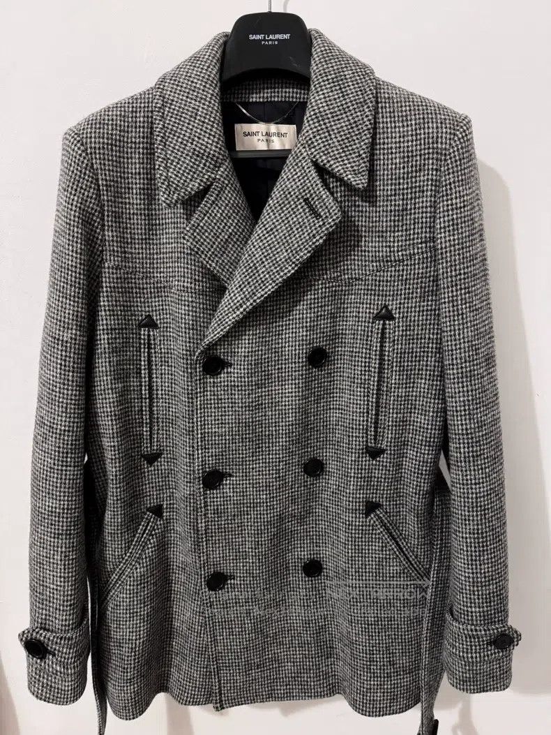 Saint Laurent Paris Double-breasted houndstooth coat