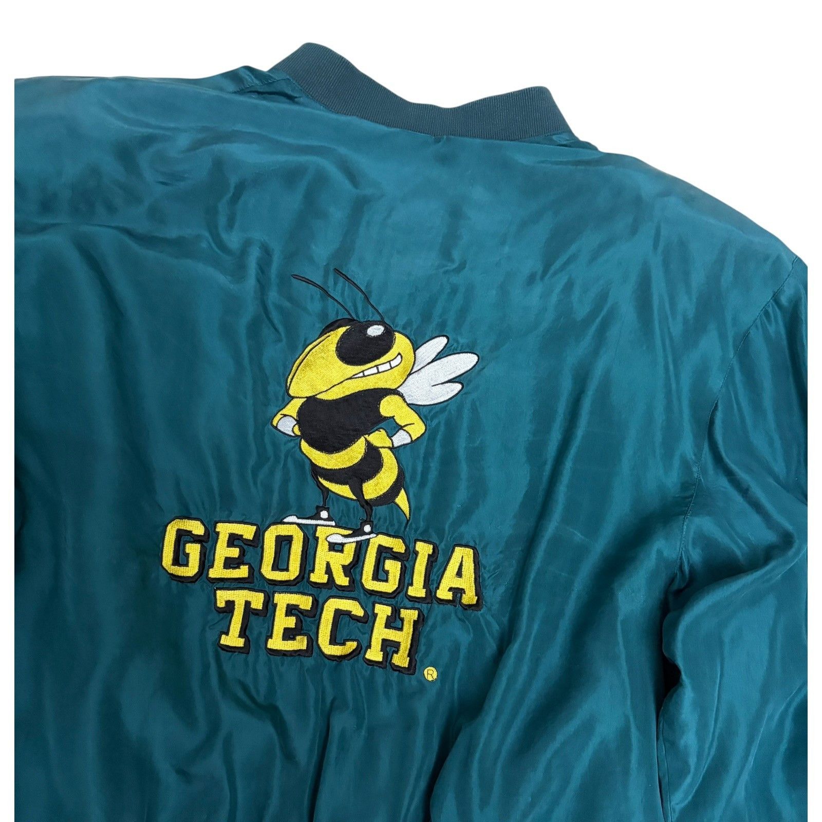 NCAA RARE 80s SILK GEORGIA TECH NCAA Sukajan Bomber Jacket Large Size US L / EU 52-54 / 3 - 4 Thumbnail