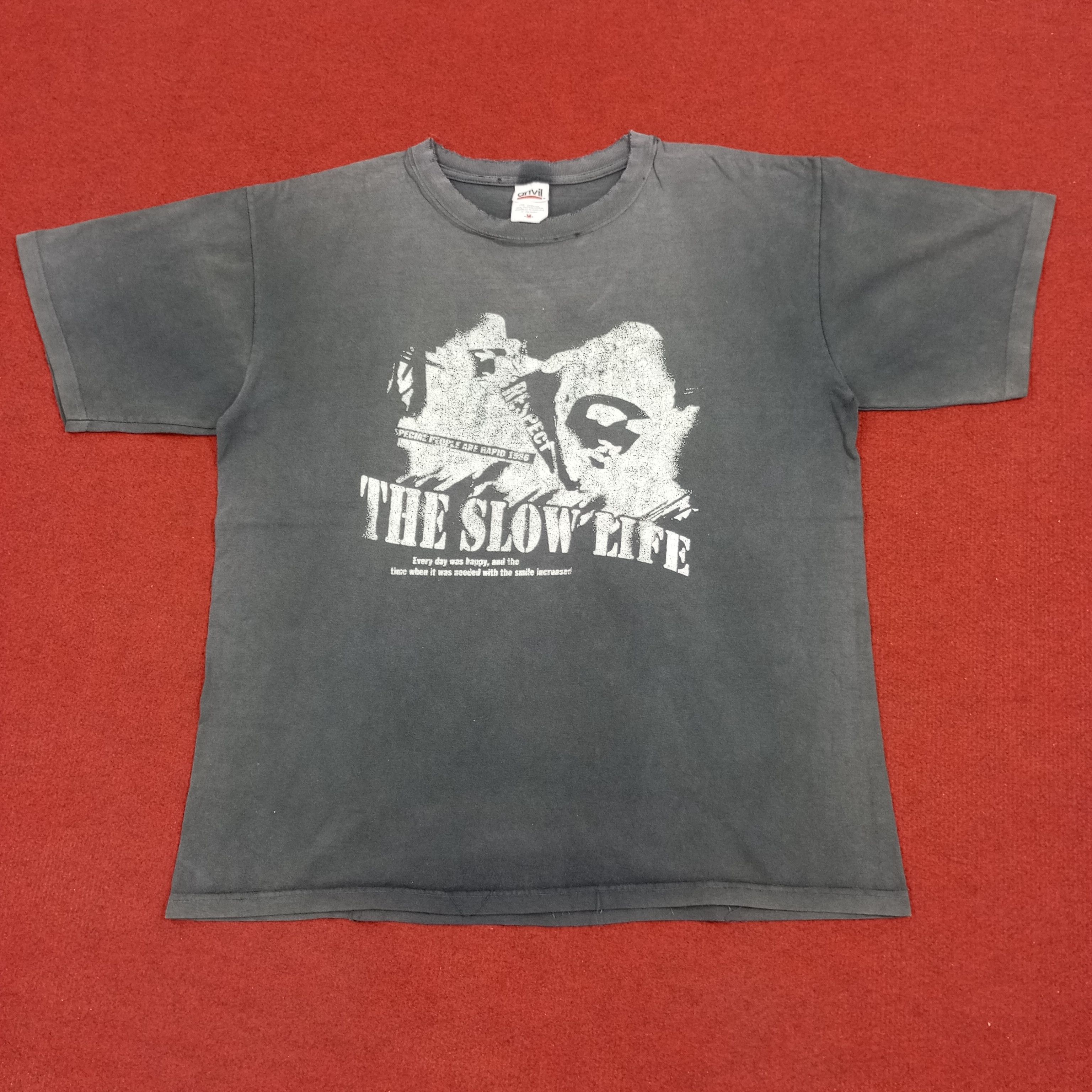 Anvil × Vintage The Slow Life Streetwear Style Distressed Vintage Tshirt Size US L / EU 52-54 / 3 - 1 Thumbnail