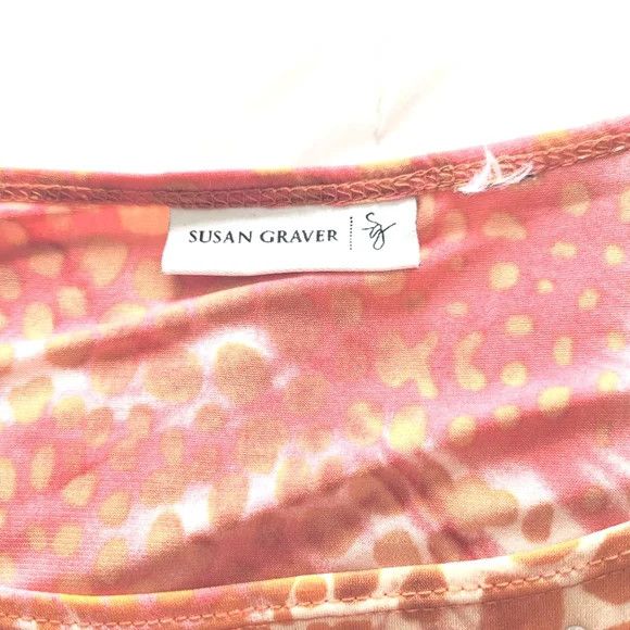Vacation Susan Graver Coral Multi Embellished Leopard 3/4 Slv Top Size XL / US 12-14 / IT 48-50 - 6 Thumbnail