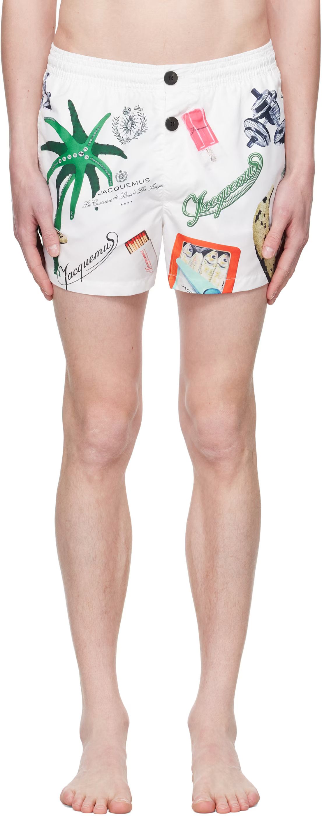 Jacquemus o1h1sh10525 Puntini Swim Shorts in White Size US 34 / EU 50 - 2 Thumbnail