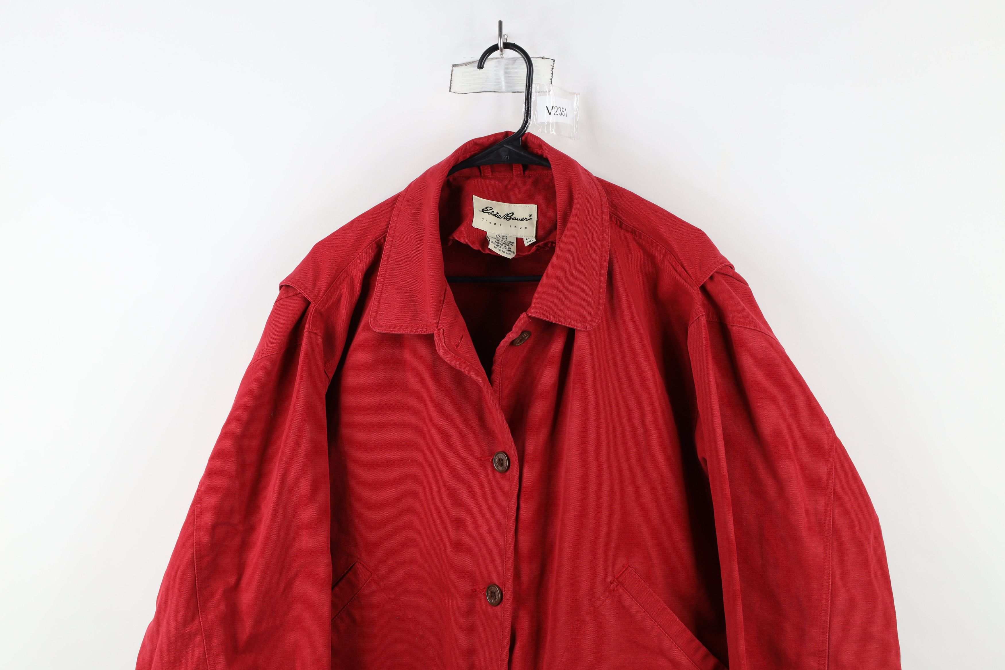 Eddie Bauer × Vintage Vintage 90s Eddie Bauer Canvas Chore Barn Jacket Red Cotton Size US L / EU 52-54 / 3 - 2 Thumbnail