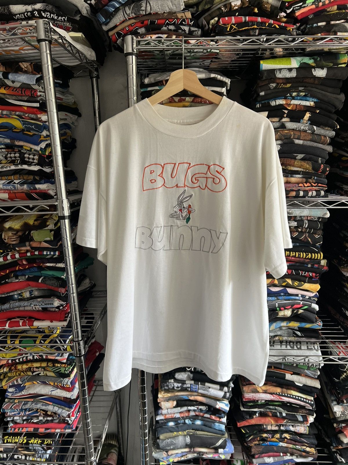 Warner Bros 90s Looney Tunes Bugs Bunny Embroidered Tee Size US XL / EU 56 / 4 - 1 Thumbnail