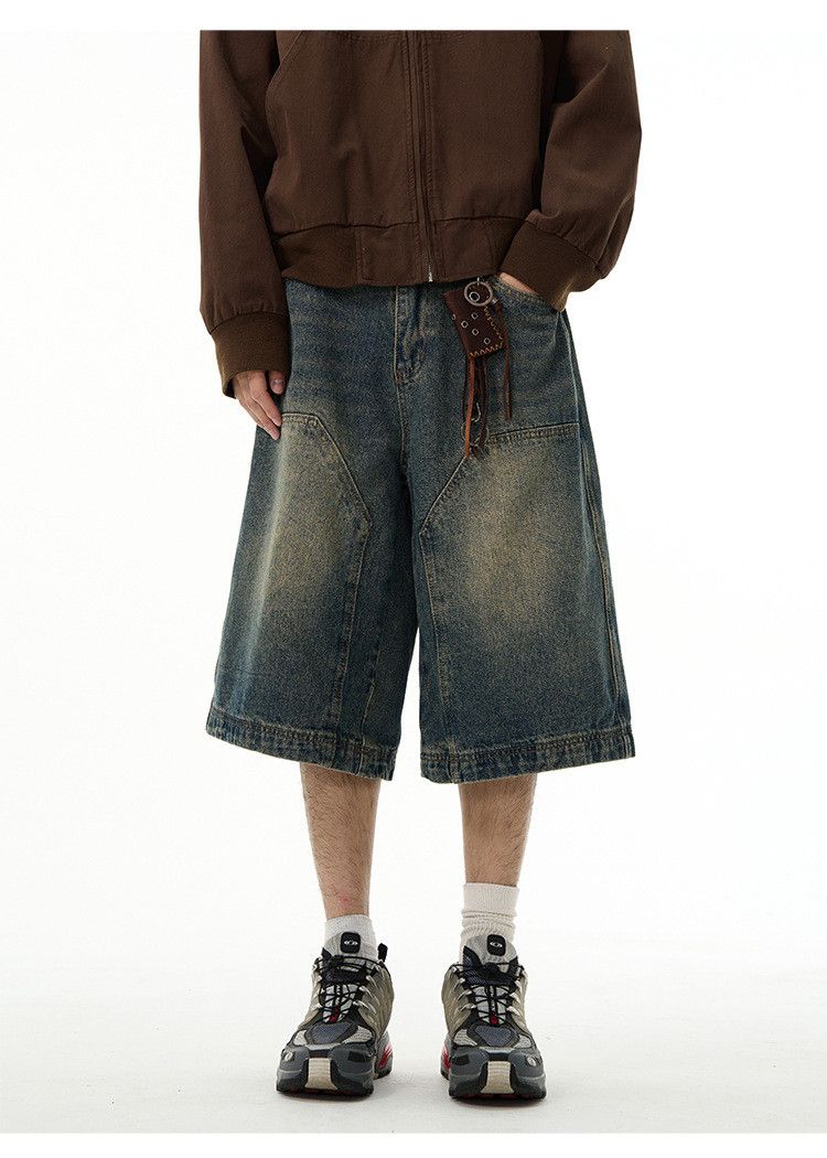 Japanese Brand × Jean American retro straight washed distressed cargo denim shorts Size US 32 / EU 48 - 1 Thumbnail