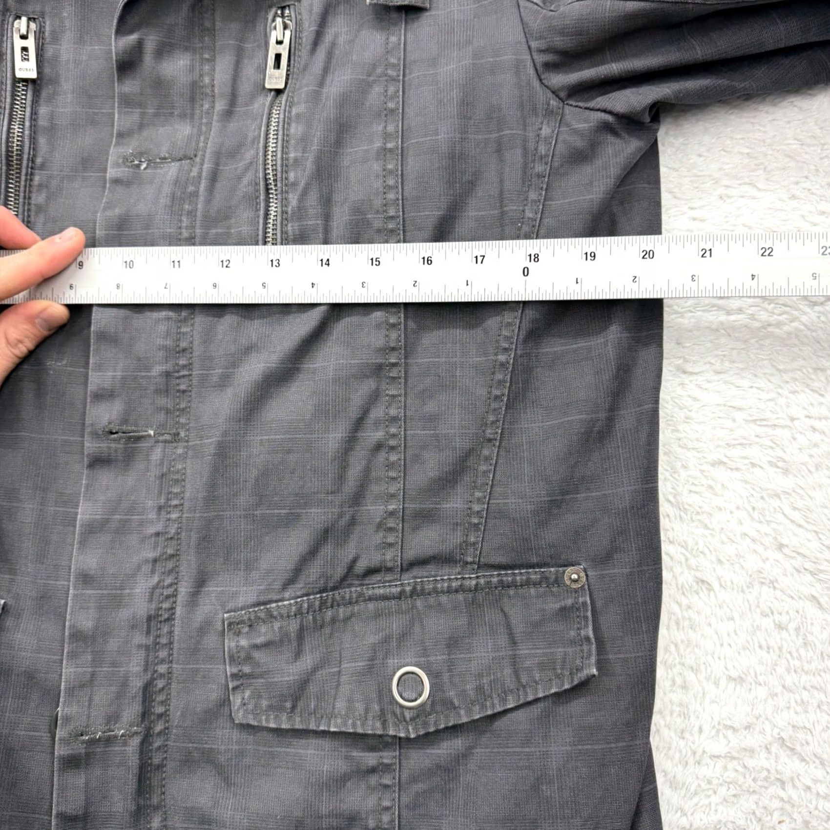 Guess VINTAGEGUESS Gray Plaid Utility Jacket Zip Button Pockets Size S Canvas Mens Jacket Size US S / EU 44-46 / 1 - 6 Thumbnail