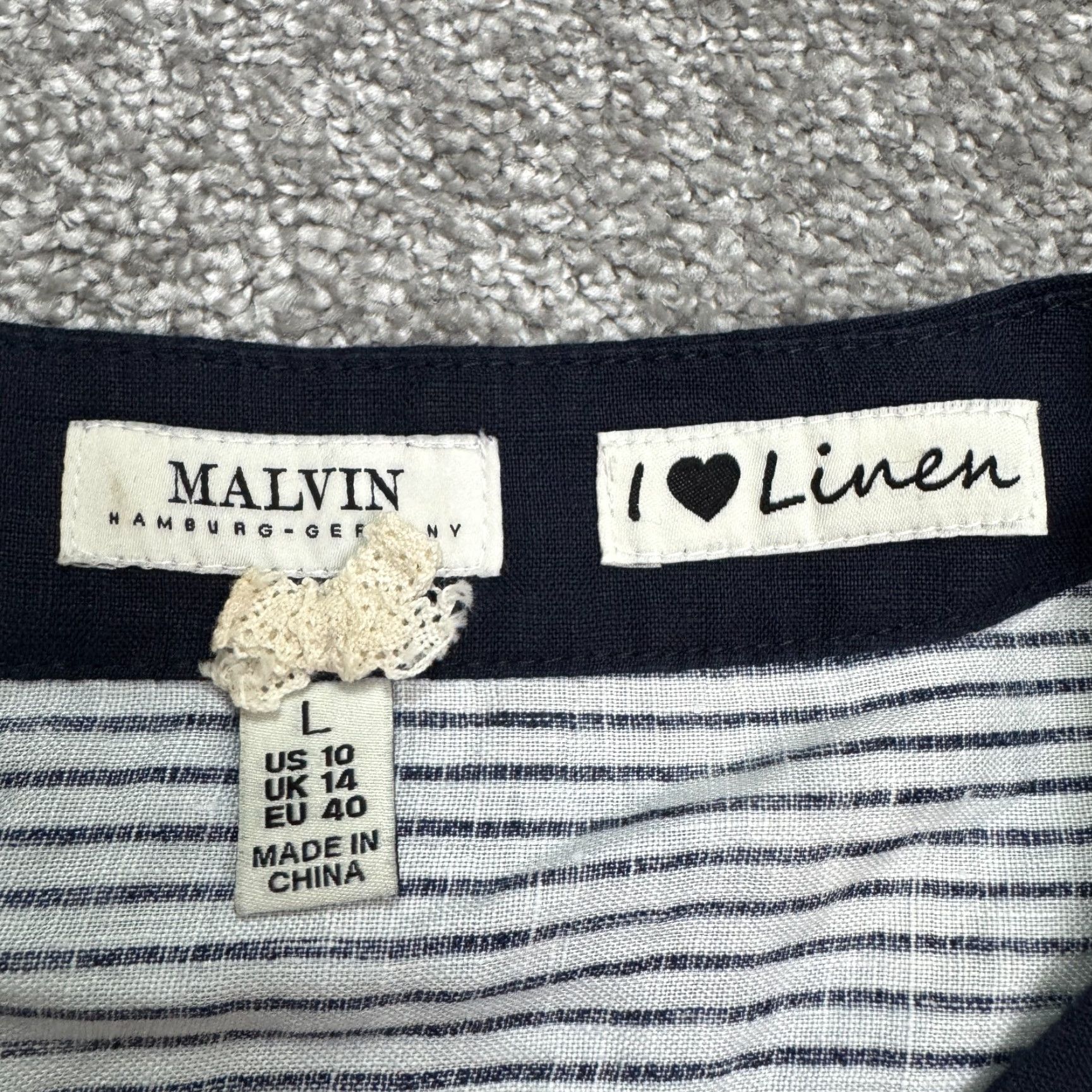 Nautica MALVIN Linen Nautical A-Line Dress - Belted - Navy White Striped - Womens Large - Casual Sleeveless - Short Dress - Regular Size - Blue Size L / US 10 / IT 46 - 4 Thumbnail