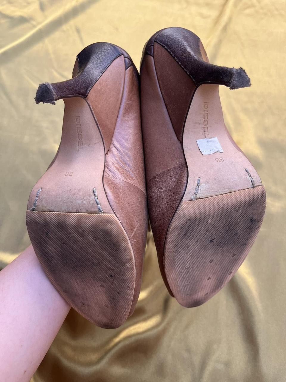 Diesel Diesel Brown Lace-Up Peep Toe Heels Size US 7 / IT 37 - 6 Thumbnail
