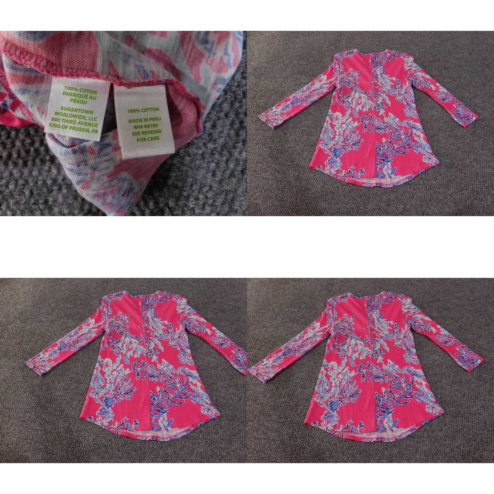 Lilly Pulitzer Lilly Pulitzer top Womens Small Tunic Blouse Long Sleeve Floral Boho Pullover Pink Blue 100% Cotton Beach Casual Womens Size S / US 4 / IT 40 - 8 Thumbnail