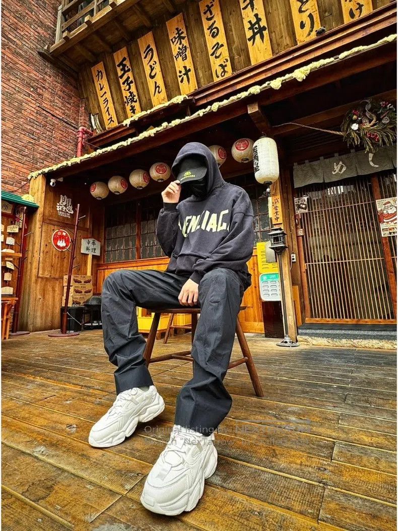 Balenciaga Balenciaga Masking Tape Aged Destruction Hoodie (Dark Blue Size US S / EU 44-46 / 1 - 8 Thumbnail