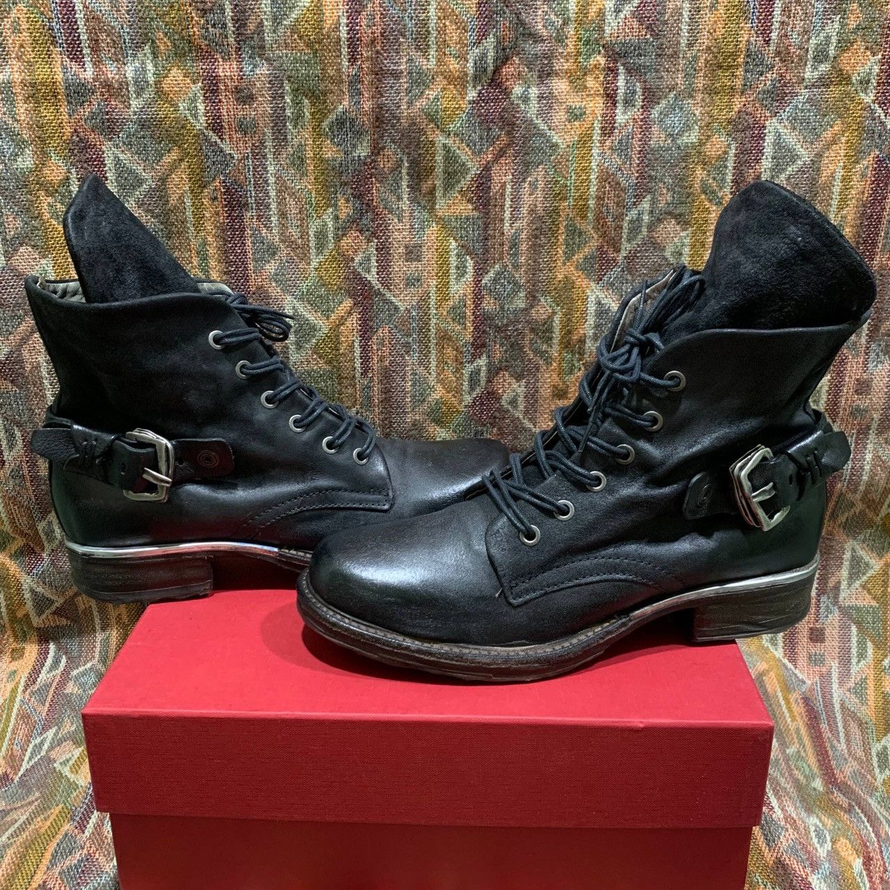 A.S.98 A.S.98 Airstep Black Leather Dibla Combat Biker Ankle Boots Size US 9 / IT 39 - 4 Thumbnail