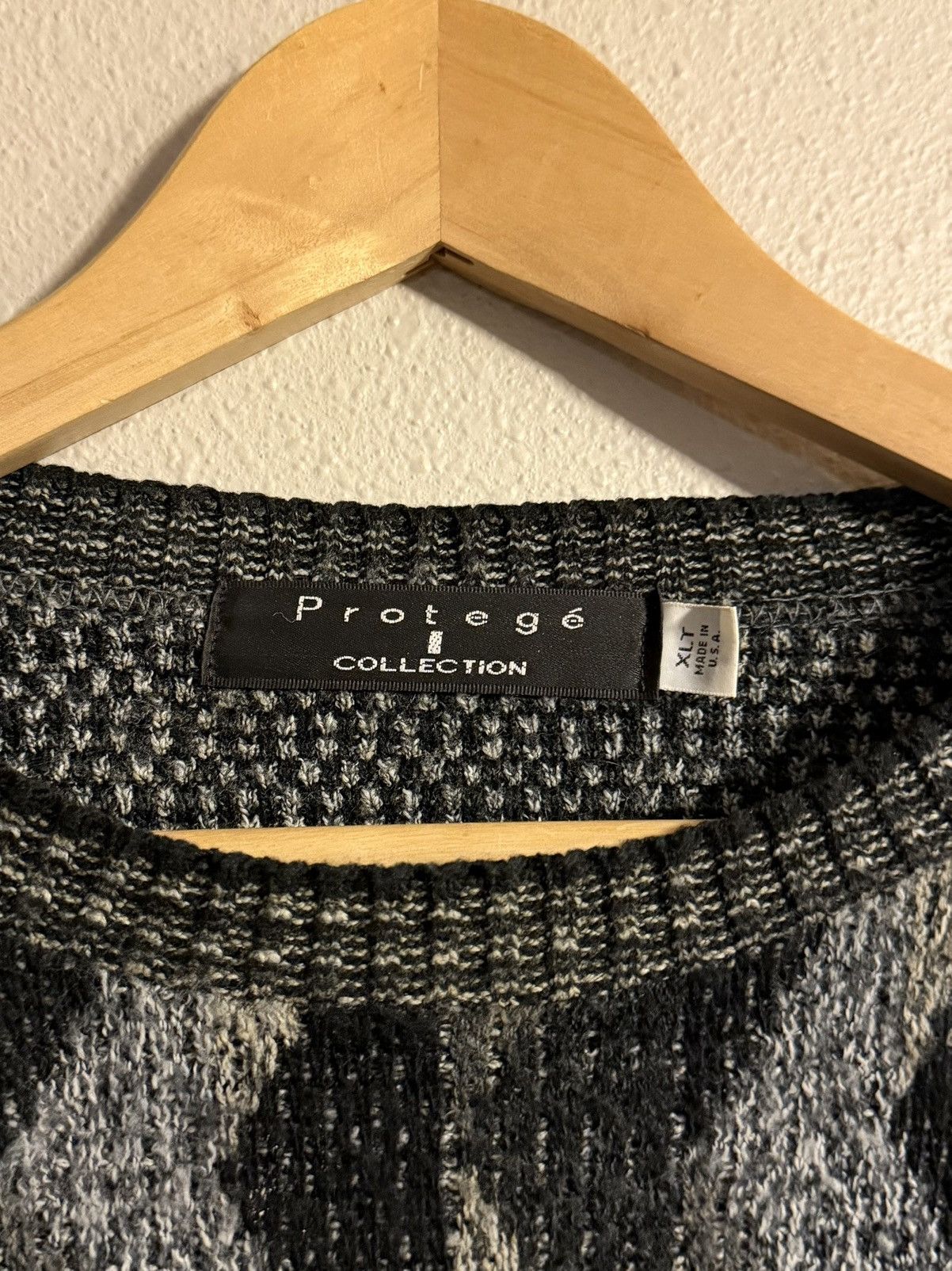 Protege vtg 90s protege vertical striped acrylic sweater black/gray Size US XL / EU 56 / 4 - 3 Thumbnail