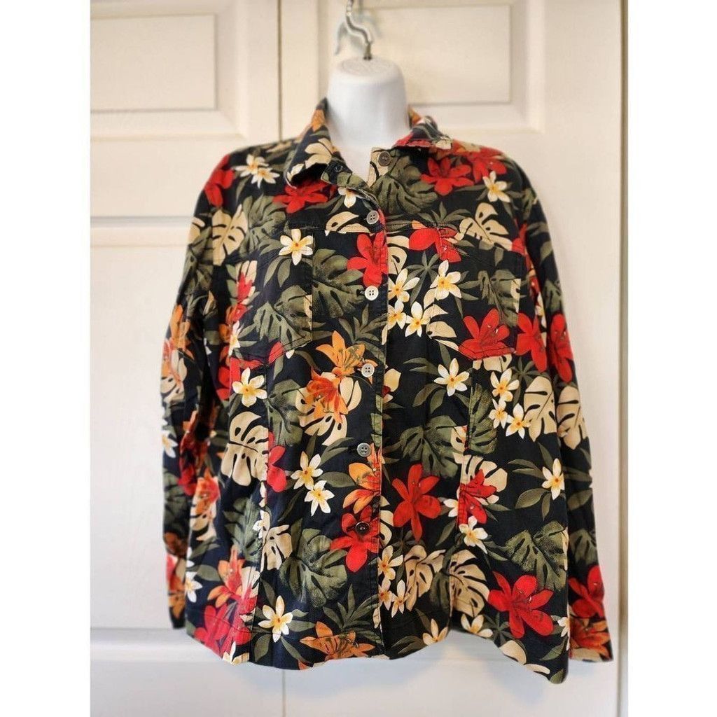 Chicos Chico's Floral Blouse Size L / US 10 / IT 46 - 1 Thumbnail